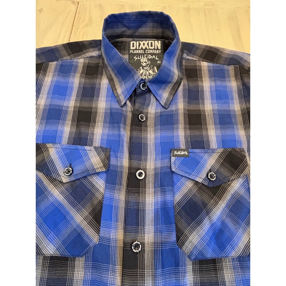Dixxon Flannel Co Suicidal Tendencies Blue Plaid Bamboo Blend Shirt Mens XL